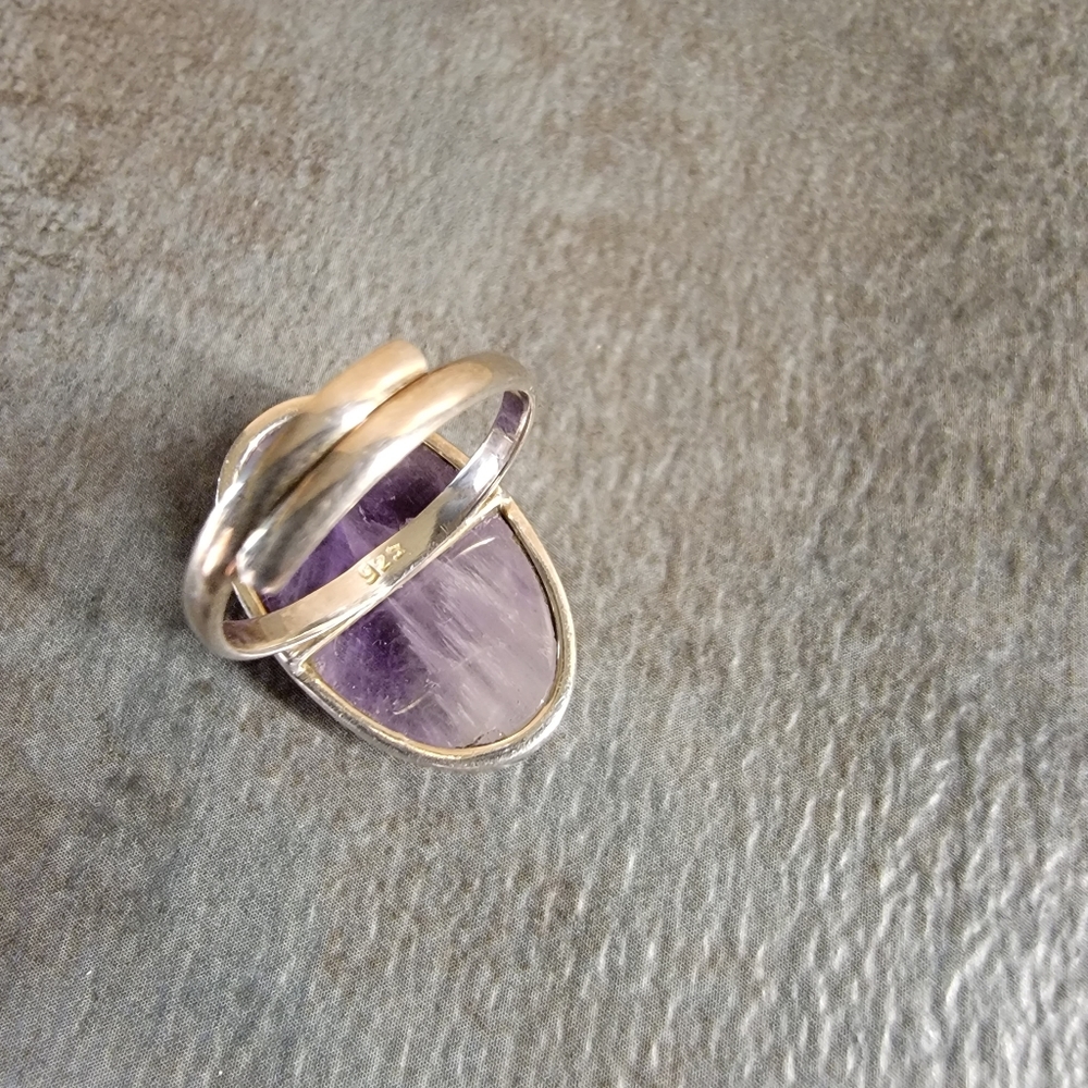 Native Amethyst Gemstone Ring 7 Sterling Silver 9… - image 3